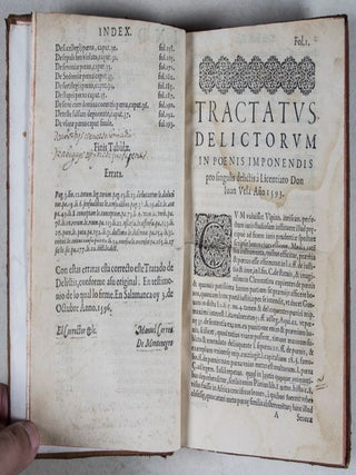 Tractatus de poenis delictorum, quem Salmanticae auditoribus suis dictabat licentiatus don Ioannes Vela & Acuña diui Bartholomaei collega & cathedra voluminis publico stipendio praefectus