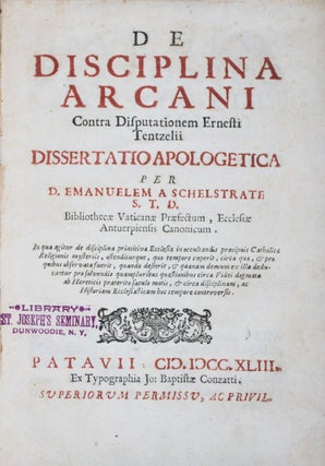 Item #43059 De disciplina arcani contra disputationem Ernesti Tentzelii. Dissertatio apologetica....