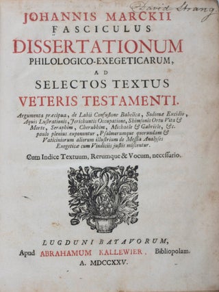 Item #43116 Fasciculus dissertationum philologico-exegeticarum ad selectos textus Veteris...