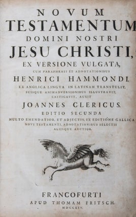 Item #43146 Novum Testamentum Domini Nostri Jesu Christi, Ex Versione Vulgata, cum Paraphrasi et...