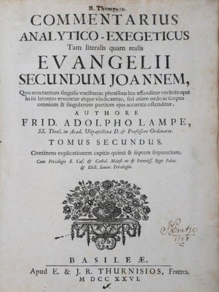 Commentarius analytico-exegeticus Tam literalis quam realis Evangelii Secundum Joannem, quo non tantum singulis vocibus ac phrasibus lux affunditur veritatesque in iis latentes eruuntur atque vindicantur, sed etiam ordo ac scopus omnium & singularum partium ejus accurate ostenditur. 3-vol. set (Complete)