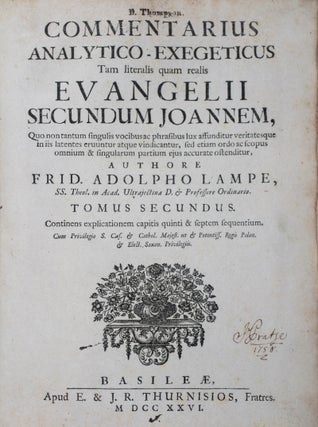 Commentarius analytico-exegeticus Tam literalis quam realis Evangelii Secundum Joannem, quo non tantum singulis vocibus ac phrasibus lux affunditur veritatesque in iis latentes eruuntur atque vindicantur, sed etiam ordo ac scopus omnium & singularum partium ejus accurate ostenditur. 3-vol. set (Complete)