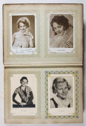 Photographic Postcard Album of silent movie era stars [WITH SOME POSTCARDS SIGNED AND AUTOGRAPHED]