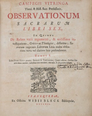Item #43188 Observationum Sacrarum Libri Sex, In Quo De Rebus varii argumenti, & utilissimae...