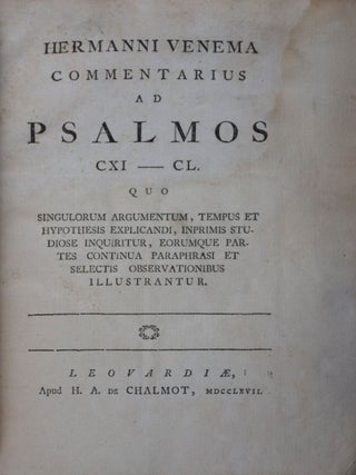 Commentarius ad Psalmos quo singulorum argumentum, tempus et hypothesis explicandi inprimis studiose inquiritur, eorumque partes continua paraphrasi et selectis observationibus illustrantur. 6-vol. set (Complete)
