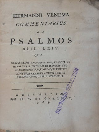 Commentarius ad Psalmos quo singulorum argumentum, tempus et hypothesis explicandi inprimis studiose inquiritur, eorumque partes continua paraphrasi et selectis observationibus illustrantur. 6-vol. set (Complete)