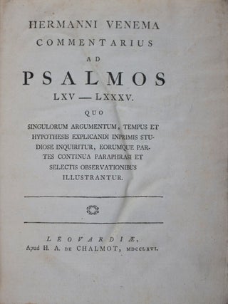 Commentarius ad Psalmos quo singulorum argumentum, tempus et hypothesis explicandi inprimis studiose inquiritur, eorumque partes continua paraphrasi et selectis observationibus illustrantur. 6-vol. set (Complete)