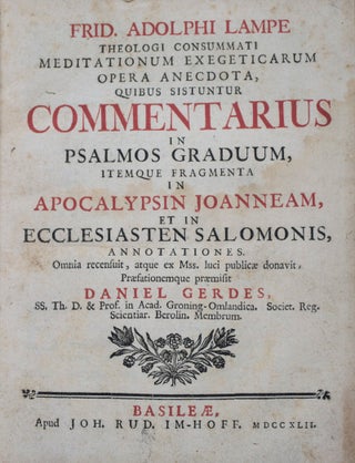 Item #43199 Theologi consummati meditationum exegeticarum opera anecdota, quibus sistundur...
