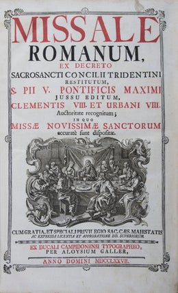 Item #43219 Missale Romanum, ex decreto Sacrosancti Concilii Tridentini restitutum, S. Pii V....
