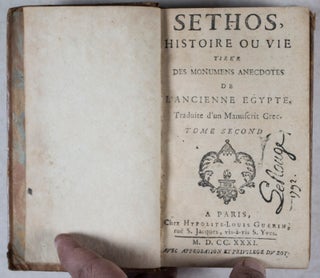 Sethos : histoire ou vie, tirée des monumens anecdotes de l'ancienne Egypte, Traduite d'un Manuscrit Grec. 2-vol. set (Complete)