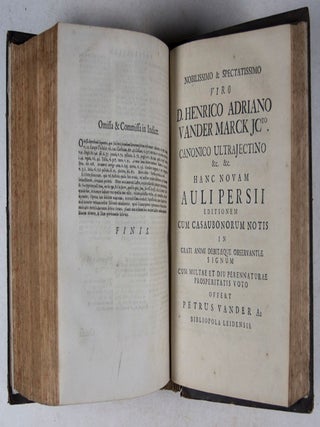 Satyrae, cum scholiis veterum et commentariis integris, selectis et conquisitis fere omnium eruditorum, ut Is. Grangaei, Jo. Britannici, Nic. Rigaltii... Accedit Auli Persii Flacci Satirarum liber ...