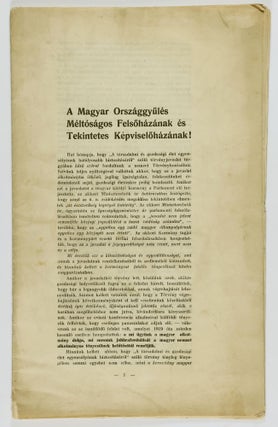 Item #43670 A Magyar Országgülés Méltóságos Felsöházábak és Tekintetes...