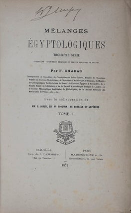 Mélanges Égyptologiques, Troisième série. 2 vols bound in one (Complete)