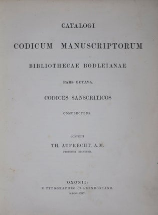 Item #43758 Catalogi codicum manuscriptorum Bibliothecae Bodleianae. Pars Octava, Codices...