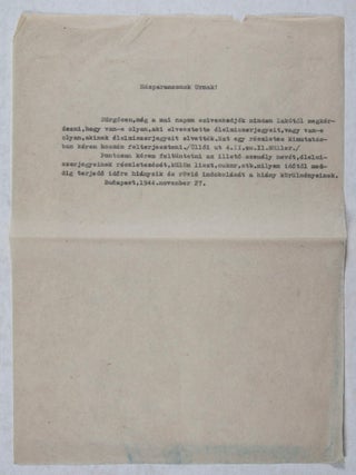 Hungarian Holocaust: Documents of a Swedish Safe House in the International Ghetto of Budapest in November 1944
