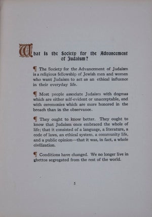 Item #44036 The Society for the Advancement of Judaism. Mordecai M. Kaplan