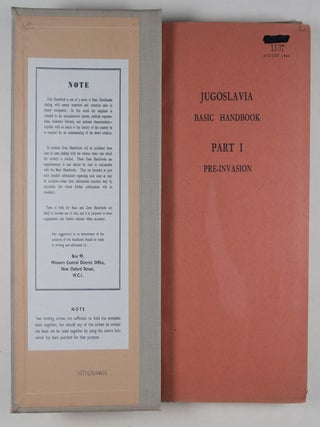 Jugoslavia Basic Handbook: Part I, Pre-Invasion; Part II, Post-Invasion; Map Section; Supplement No. 1. (4 volumes bound in one)