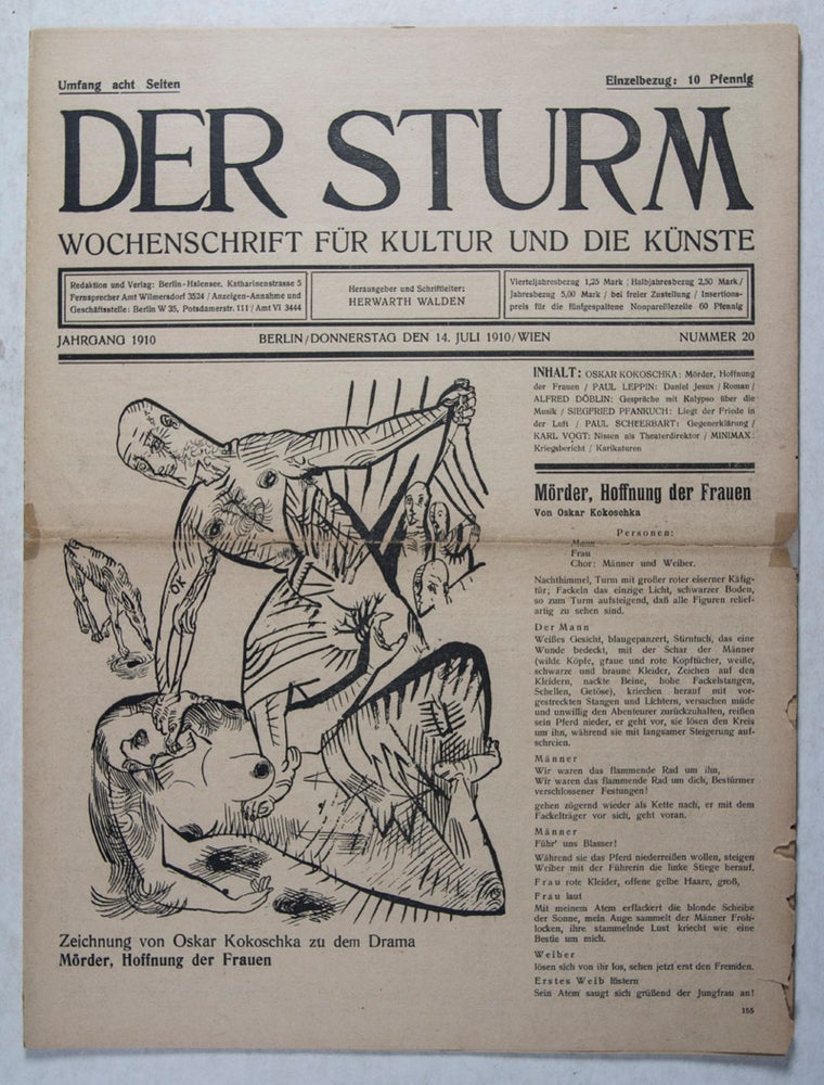 Item #44130 Der Sturm: Wochenschrift für Kultur und die Künste. Volume 1, Issue 20. Herwarth Walden.