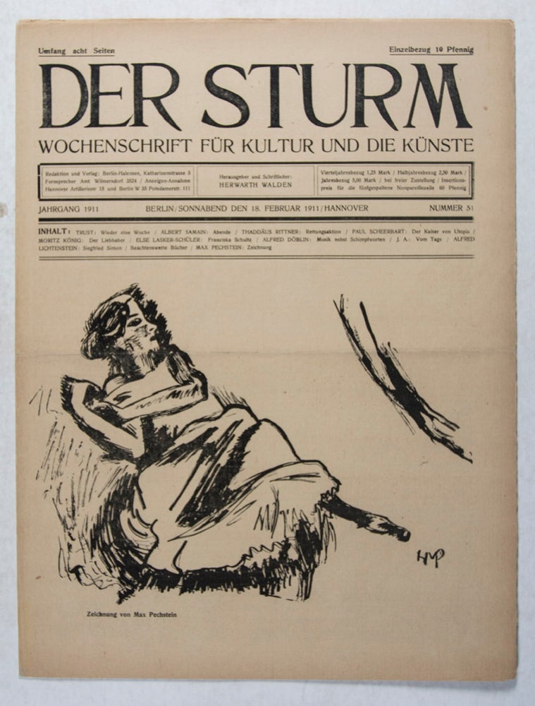 Item #44133 Der Sturm: Wochenschrift für Kultur und die Künste. Volume 2, Issue 51. Herwarth Walden.