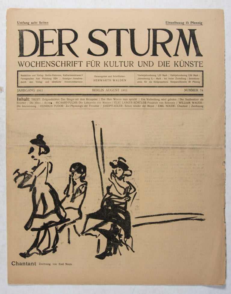 Item #44137 Der Sturm: Wochenschrift für Kultur und die Künste. Volume 2, Issue 74. Herwarth Walden.