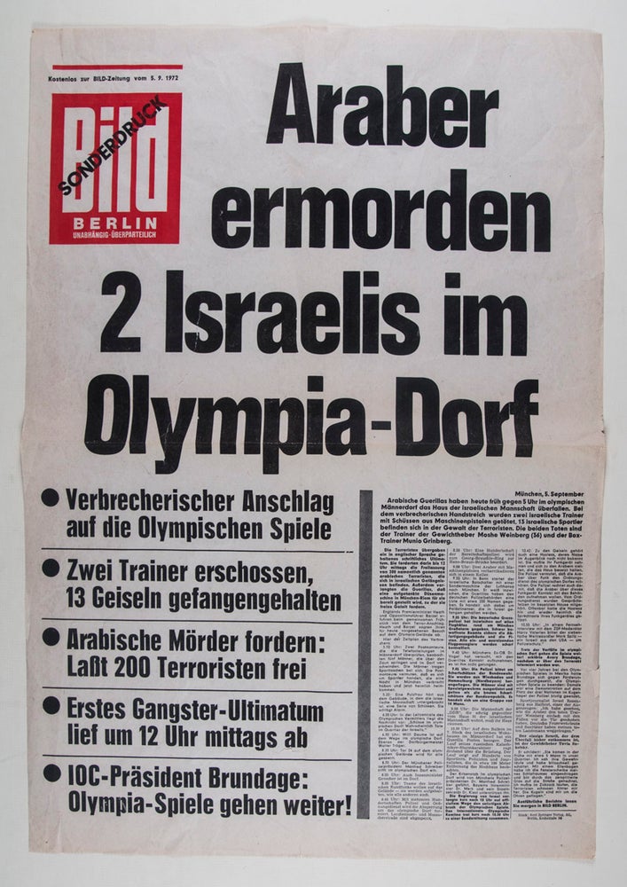 Item #44666 Araber ermorden 2 Israelis im Olympia-Dorf (Bild Sonderdruck). n/a.