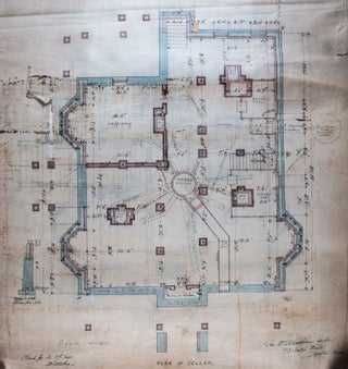 16 Architectural Plans and Drawings for the House of L. J. Pratt by the Architect George F. Meacham [WITH] Original 32 Page Manuscript with Specifications of the Contract
