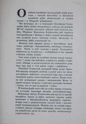 Katalog. Wystawa Fotografiki Stanisław Krakowiaka. Czlonka Związku Polskich Artystow Fotografikow