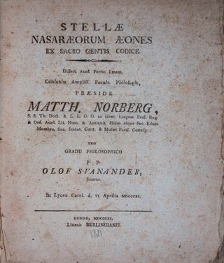 Item #45182 Stellæ Nasaræorum Æones Ex Sacro Gentis Codice. Olof Svanader