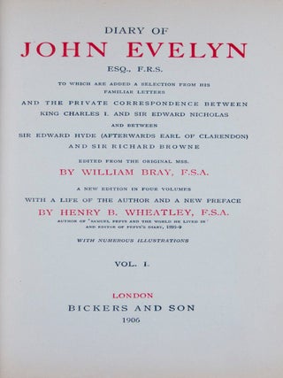 Item #45450 Diary of John Evelyn.. Edited from the Original MSS. by William Bray.. A New Edition...