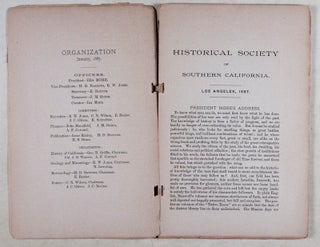 Item #45595 Historical Society of Southern California, Los Angeles 1887. n/a