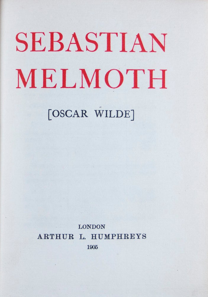Item #45608 Sebastian Melmoth. Oscar Wilde.