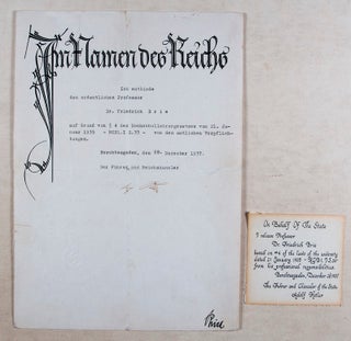 Item #45628 Im Namen des Reichs: Adolf Hitler Removes Jewish Professor and Resistance Member Dr....