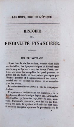 Les Juifs, Rois de l'Époque: Histoire de la Féodalité Financière (Volume 1 only, out of 2)