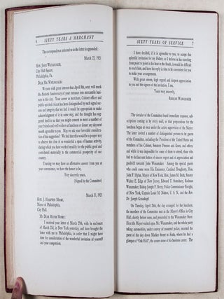John Wanamaker. The Record of a Citizens' Celebration to Mark His Sixty Years Career as Merchant. April, 1861- April, 1921. [WITH] Literary Bulletin of Houghton, Mifflin and Company, January 1884, For Sale by John Wanamaker