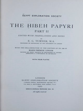The Hibeh Papyi. 2 Vols.