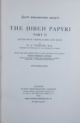 The Hibeh Papyi. 2 Vols.