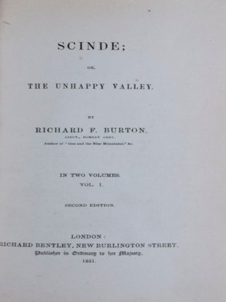 Item #46076 Scinde; or, The Unhappy Valley. 2 Vols. Richard F. Burton