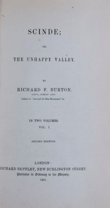 Item #46076 Scinde; or, The Unhappy Valley. 2 Vols. Richard F. Burton