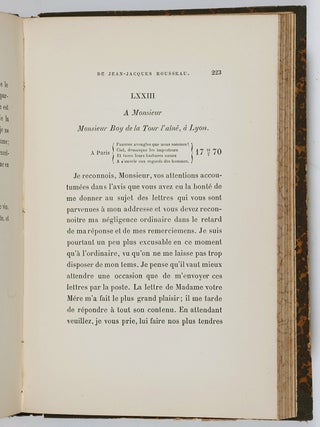 Lettres Inédites de Jean-Jacques Rousseau, Correspondance Avec Madame Boy de la Tour