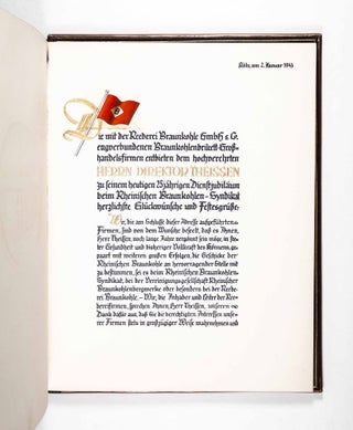 Honorary Dedication Gift for Director Carl Theissen on the Occasion of his 25. Anniversary of Service for the Rheinische Braunkohlen Syndikat. 2 Vols. [SIGNED]