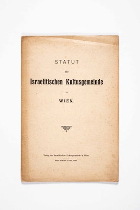 Item #46937 Statut der Israelitischen Kultusgemeinde in Wien (Statutes of the Israeli Cultural...