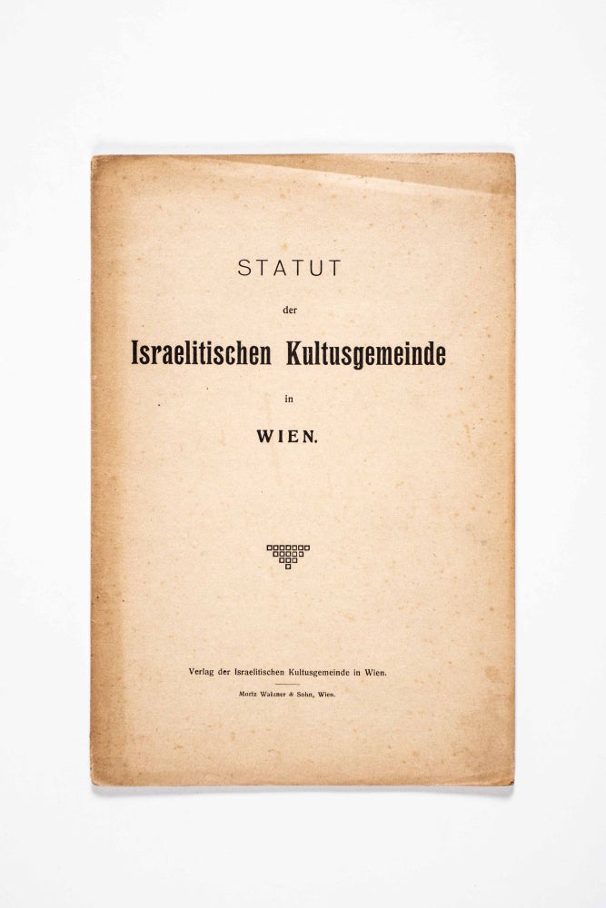 Item #46937 Statut der Israelitischen Kultusgemeinde in Wien (Statutes of the Israeli Cultural Society in Vienna). n/a.