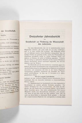 Dreizehnter Jahresbericht 1915 (Fiscal Report 1915 With List of Members)