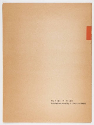 A Taliesin Square-Paper. A Non-Political Voice from Our Democratic Minority. #13 and 15 (2 Issues)