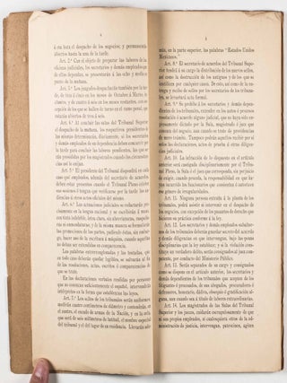 Reglamento de la Ley Organica de Tribunales, Para el Distrito Federal, El Partido Norte De la Baja California Y el Territorio De Quintana Roo (Regulations of the Organic Law of Courts, for the Federal District, the Northern Part of Baja California and the Territory of Quintana Roo)