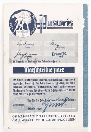 Wegweiser des Hauses Württemberg-Hohenzollern zum Reichsparteitag 1938 der N.S.D.A.P in Nürnberg