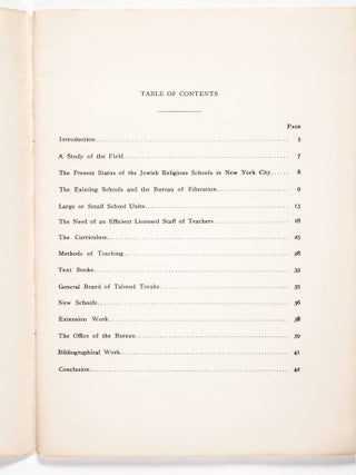 Aims and Activities of the Bureau of Education of the Jewish Community (Kehillah) of New York City