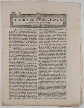 Item #47645 (The Beginning of the French Revolution) Le Courrier d'Avignon, No.58, Mercredi 22,...