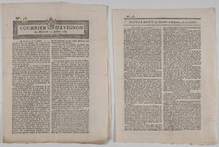 (The Beginning of the French Revolution) Le Courrier d'Avignon, No.58, Mercredi 22, Juillet 1789 (Wednesday July 22, 1789) [FIRST PUBLISHED FRENCH UNCENSORED ACCOUNT OF THE STORMING OF THE BASTILLE] [WITH] La Bastille (Histoire Generale de Paris)
