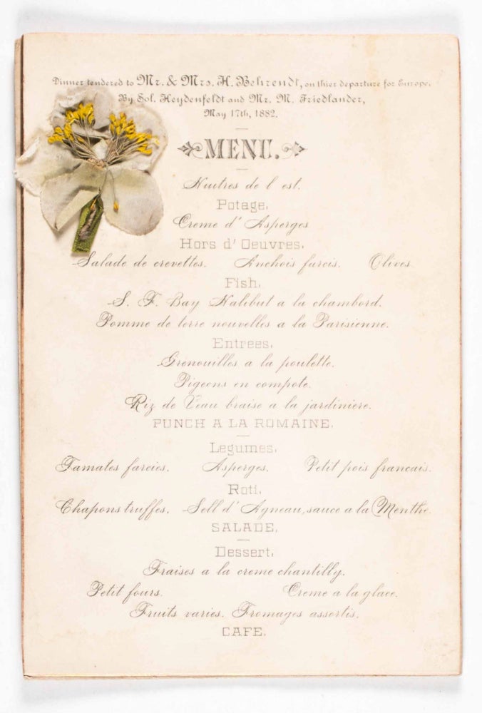 Item #47965 Dinner Tendered to Mr. and Mrs. H. Behrendt. n/a.